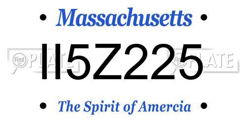 II5Z225 Massachusetts License Plate