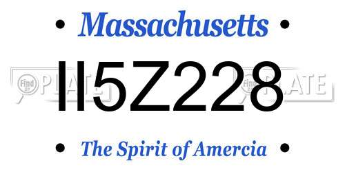 II5Z228 Massachusetts License Plate
