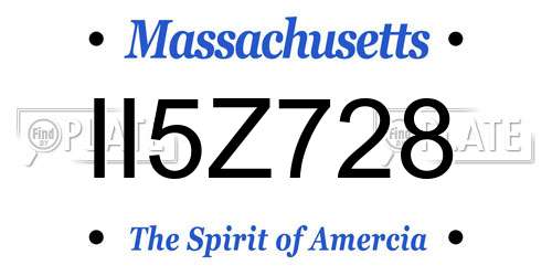 II5Z728 Massachusetts License Plate