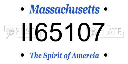 II65107 Massachusetts License Plate
