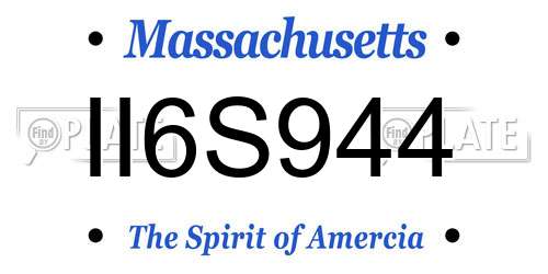 II6S944 Massachusetts License Plate