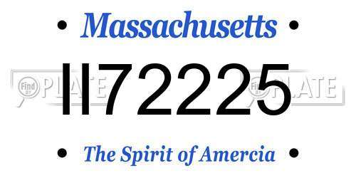 II72225 Massachusetts License Plate