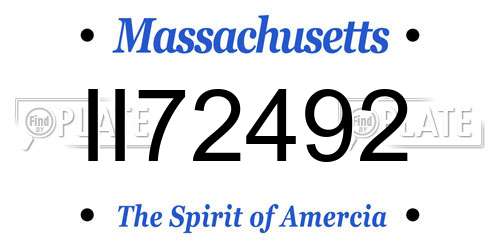 II72492 Massachusetts License Plate