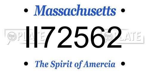 II72562 Massachusetts License Plate