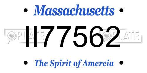 II77562 Massachusetts License Plate