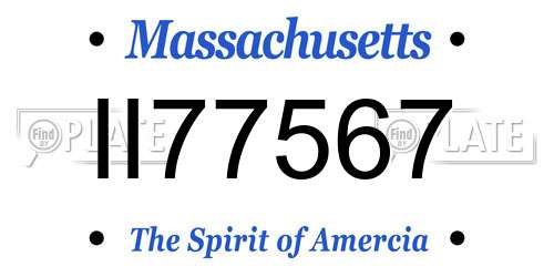 II77567 Massachusetts License Plate