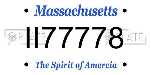 II77778 Massachusetts License Plate