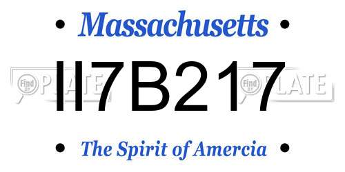 II7B217 Massachusetts License Plate