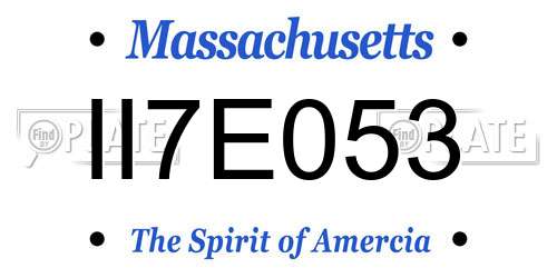 II7E053 Massachusetts License Plate