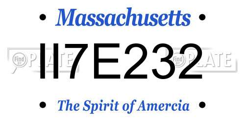 II7E232 Massachusetts License Plate