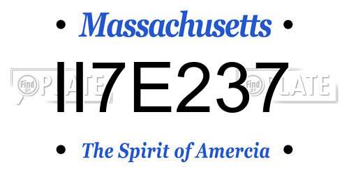 II7E237 Massachusetts License Plate