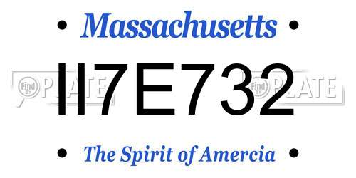 II7E732 Massachusetts License Plate