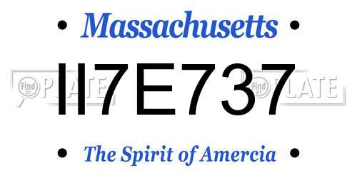 II7E737 Massachusetts License Plate