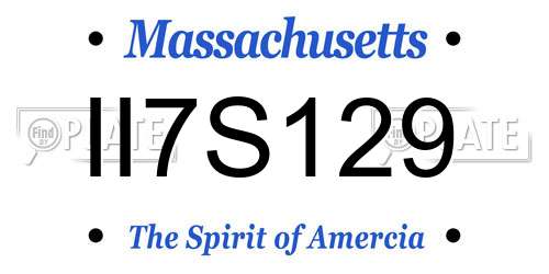 II7S129 Massachusetts License Plate