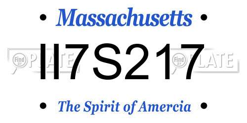 II7S217 Massachusetts License Plate