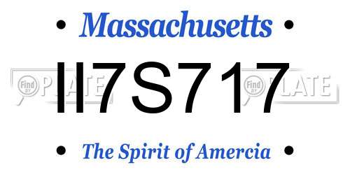 II7S717 Massachusetts License Plate