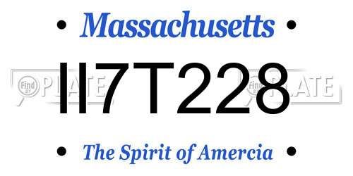 II7T228 Massachusetts License Plate