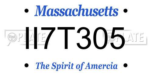 II7T305 Massachusetts License Plate