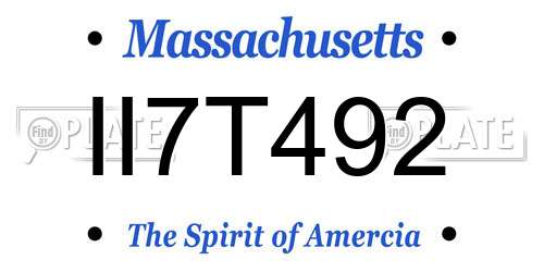 II7T492 Massachusetts License Plate