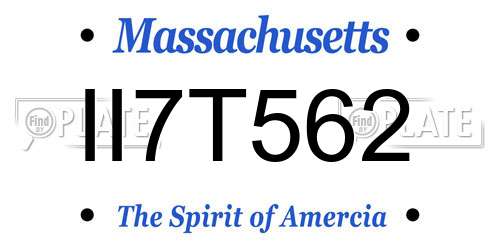 II7T562 Massachusetts License Plate
