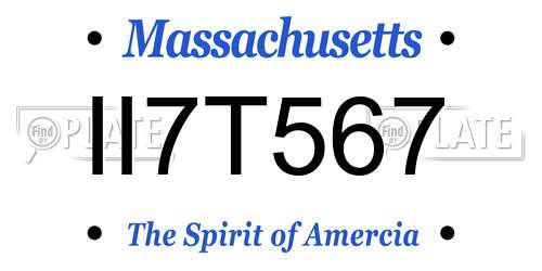 II7T567 Massachusetts License Plate