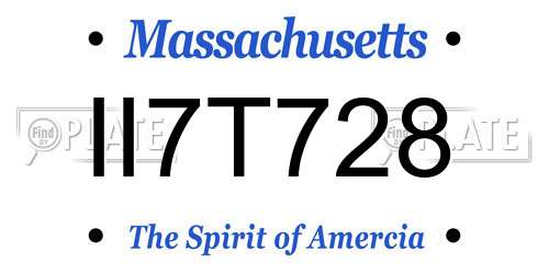 II7T728 Massachusetts License Plate