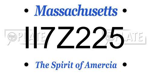 II7Z225 Massachusetts License Plate