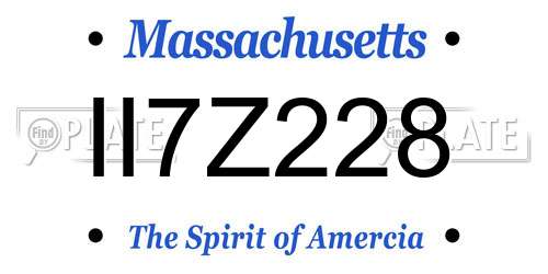 II7Z228 Massachusetts License Plate