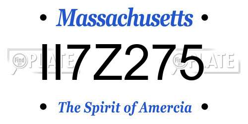 II7Z275 Massachusetts License Plate