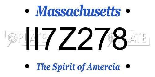 II7Z278 Massachusetts License Plate