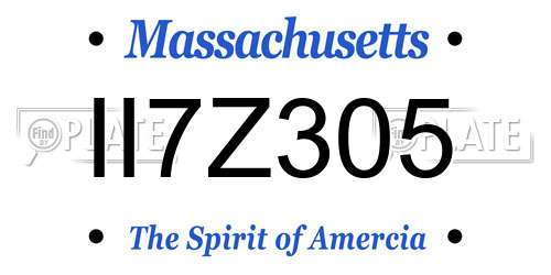 II7Z305 Massachusetts License Plate
