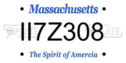 II7Z308 Massachusetts License Plate