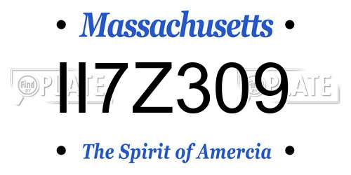 II7Z309 Massachusetts License Plate