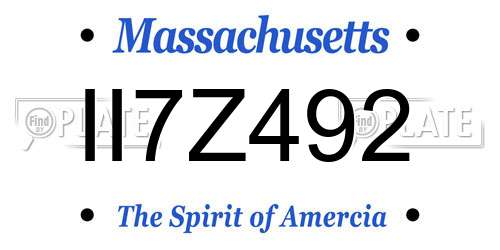 II7Z492 Massachusetts License Plate