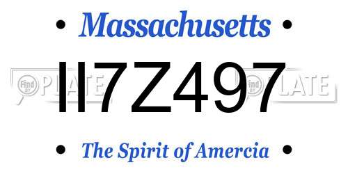 II7Z497 Massachusetts License Plate
