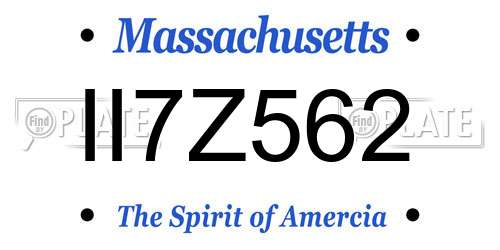 II7Z562 Massachusetts License Plate