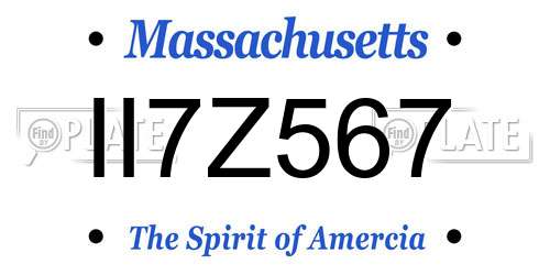 II7Z567 Massachusetts License Plate
