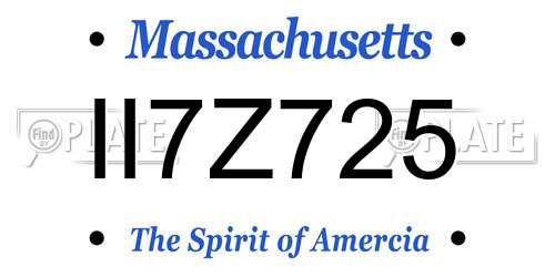 II7Z725 Massachusetts License Plate