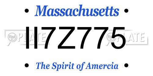 II7Z775 Massachusetts License Plate