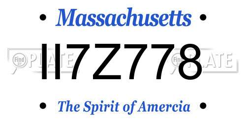 II7Z778 Massachusetts License Plate