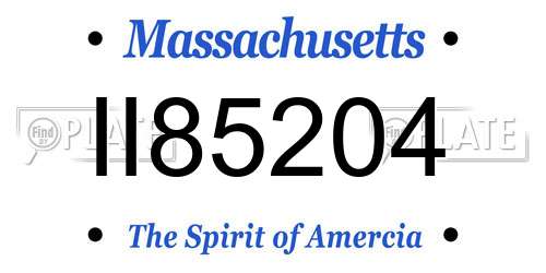 II85204 Massachusetts License Plate