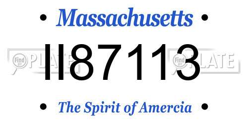 II87113 Massachusetts License Plate