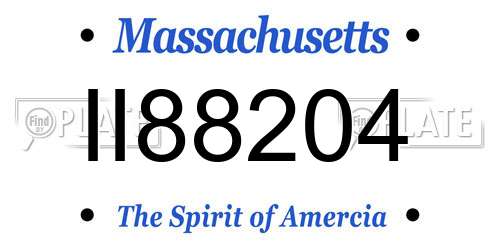 II88204 Massachusetts License Plate