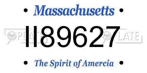 II89627 Massachusetts License Plate