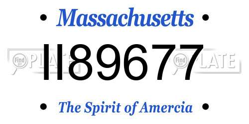 II89677 Massachusetts License Plate