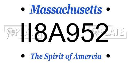II8A952 Massachusetts License Plate