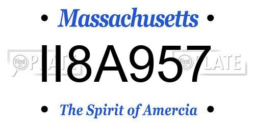 II8A957 Massachusetts License Plate