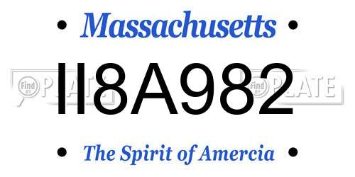 II8A982 Massachusetts License Plate