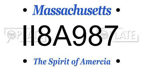 II8A987 Massachusetts License Plate