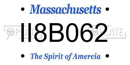 II8B062 Massachusetts License Plate